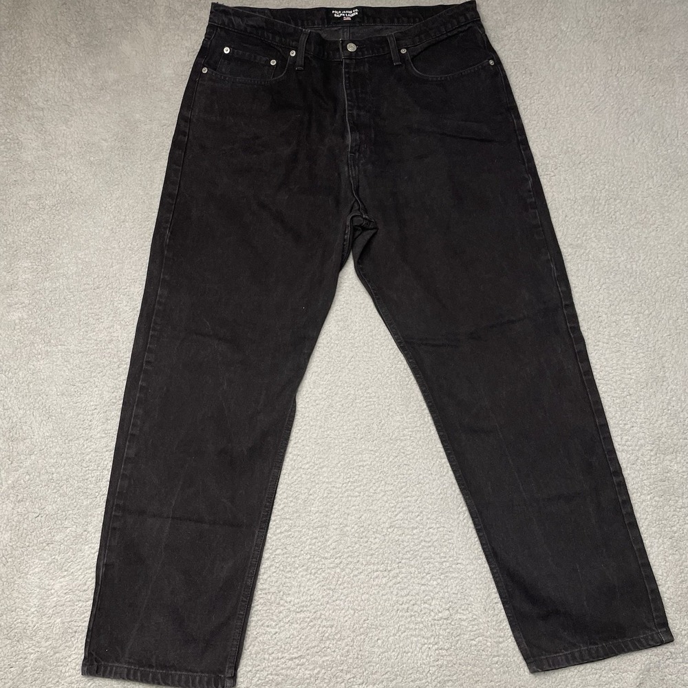Vintage Polo Jeans Co Ralph Lauren Black Relaxed Wideleg Jeans 38x30 Fits 36x29